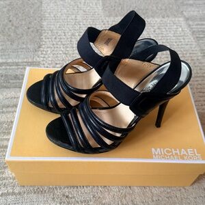 Michael Kors Elegant Black Strappy Heels Sandals Size 7-8